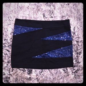 Express Sz 8 Black Skirt w/ Blue Sequins NWT